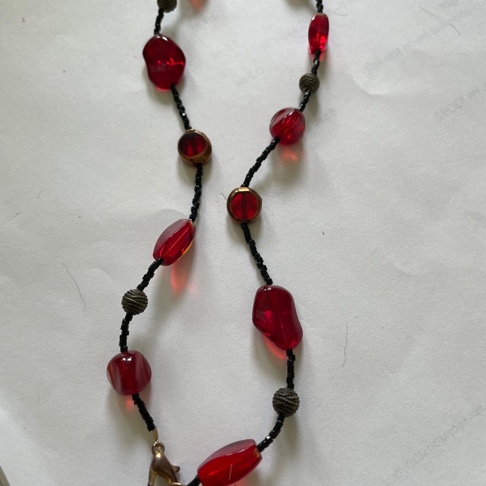 Ruby/black statement necklace